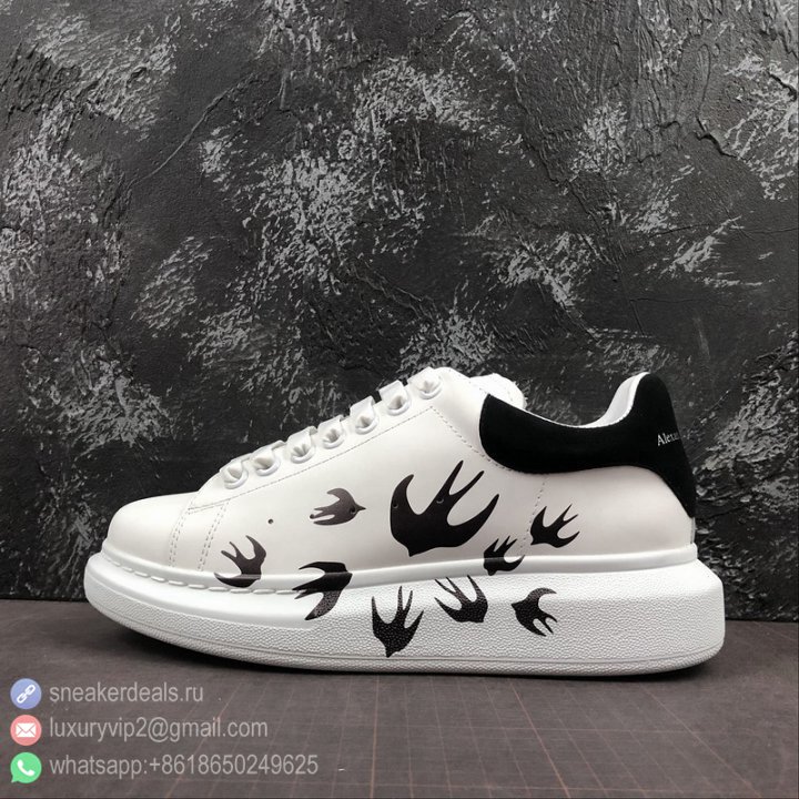 Alexander McQueen 5D Print 2019 Unisex Sneakers 376814 Black Birds